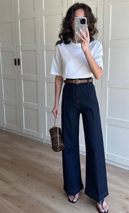 بنطلون جينز عريض